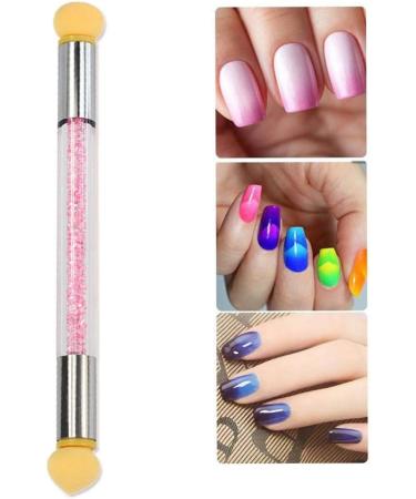 Professional Double-Ended DIY Gradient Pen Crystal Acrylic Handle Shading Pen Nail Art Tools with 4 Sponge Replacement - Buy Online on SooperMarket.com