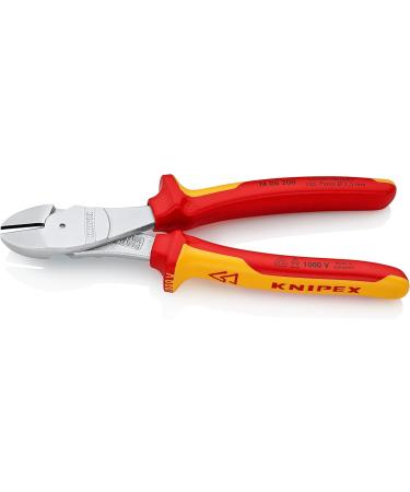 Knipex High Leverage Diagonal Cutter chrome-plated insulated with multi-component grips VDE-tested 200 mm (self-service card/blister) 74 06 200 SB Multi-component Grips Yellow/Red 1000 V 200 mm chrome-plated on self-service card - Buy Online on SooperMarket.com