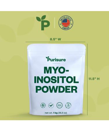 Purisure Myo-Inositol Powder 1kg - Fertility & Hormonal Balance Support | Pure Inositol Supplement for Energy & Brain Wellness - Vegan & Non-GMO - Buy Online on SooperMarket.com