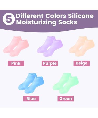 Buy 5 Pairs Silicone Socks for Cracked Feet | Moisturizing Foot Care | Fits Size S/M | Assorted Colors - Buy Online on SooperMarket.com