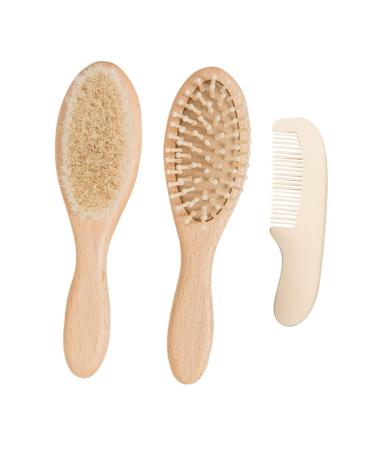 Healeved 1 Set Wood Tools Scalp Massager Brush Toddler Suit Wood Bristles Baby Brush for Massage Baby Scalp Brush Detangling Hairbrush Scalp Massage Tools Wool Brush Shower Scrubber Cradle