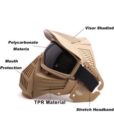 Senmortar Airsoft Mask - Full Face Tactical Protection Gear for Halloween, CS Game, Motocross - Desert & Grey - Buy Online on SooperMarket.com