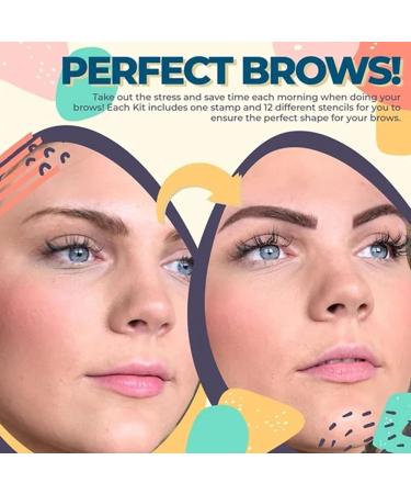 Grey Black Eyebrow Stamp Shaping Kit - Waterproof One Step Brow Stamp Stencil Set with 6 Reusable Stencils - Buy Online on SooperMarket.com
