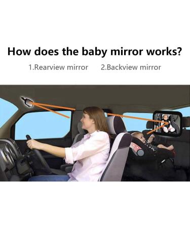 VFclar Baby Car Mirror- 360 Degree Adjustable Safety Mirror for Rear Facing Infant - Shatterproof & Crash Tested - Wide Crystal Clear View - Buy Online on SooperMarket.com