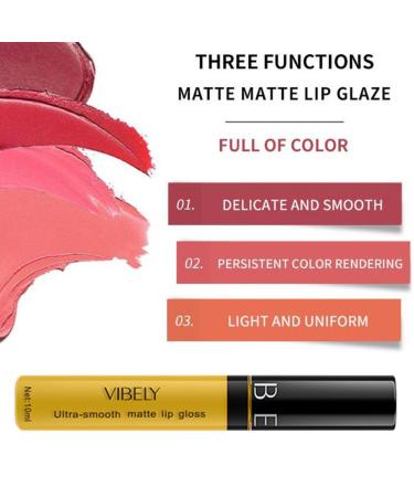 Vibely Matte Liquid Lipstick Set - Waterproof Velvety High Pigmented Lip Gloss for Women & Girls - Perfect Gift - Buy Online on SooperMarket.com