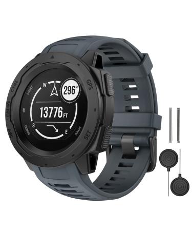 MYSNBKN Compatible with Garmin Instinct Band, Soft Silicone Replacement Watch Strap for Garmin Instinct/ Solar/ Tactical Grey