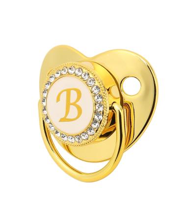Golden Baby Pacifier with Clip | Curved Design Silicone Bling Clips for 6-18 Months | Stylish Soothing Accessory for Girls - Buy Online on SooperMarket.com