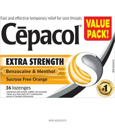 Cepacol Extra Strength Sucrose Free Orange Sore Throat Lozenges Value Pack 36 ct - Buy Online on SooperMarket.com