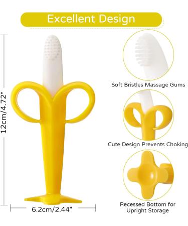 HAILI Baby Banana Toothbrush with 2 Finger Toothbrushes Soft Silicone Baby Teething Toy Teether Chew Toy for Babies 3-6 Months 6-12 Months - Buy Online on SooperMarket.com