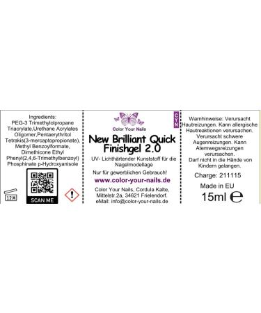 Buy New Brilliant Quick Finishgel 2.0 - Medium Viscosity Gloss Gel Top Coat | Long-Lasting High Gloss Finish | Made in Germany (15ml) - Buy Online on SooperMarket.com