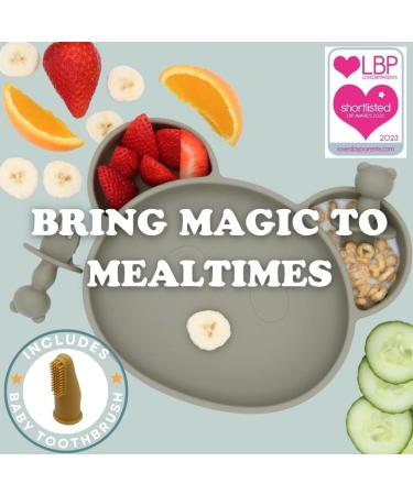 Sage Green Suction Plate Baby Cutlery Set with Toothbrush and Weaning Essentials - Dishwasher Safe - Buy Online on SooperMarket.com