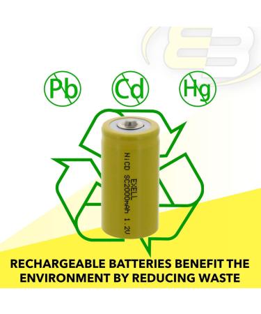 Buy 2x Exell SubC 1.2V 2000mAh NiCD Rechargeable Batteries - Ideal for Telecoms UPS Smart Grids & More | International Shipping Available - Buy Online on SooperMarket.com