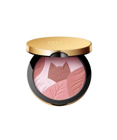 ZEESEA Blush&Highlighters Classic Light Gold Kitty Blush Contour & Highlight Face for a Shimmery or Matte Finish 0.28 OZ 02 Pink