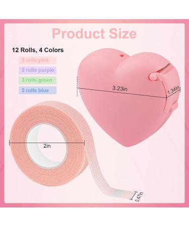 Breathable Eyelash Extension Tape Kit - 4 Colors with Heart Shaped Cutter, 12 Rolls - Non Woven Adhesive for Makeup - Buy Online on SooperMarket.com