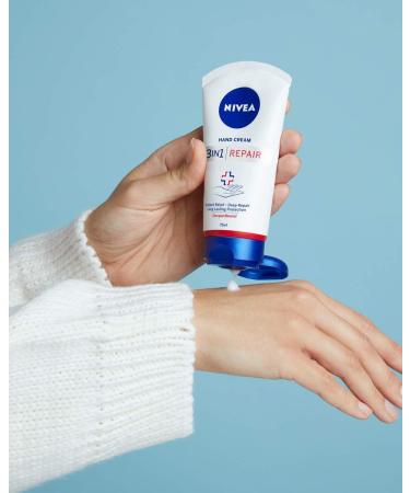 NIVEA 3-in-1 hand cream (75 ml) rich skin cream with dexpanthenol for intensive care hand care for very dry and cracked hands 75 ml (Pack of 1) - Buy Online on SooperMarket.com
