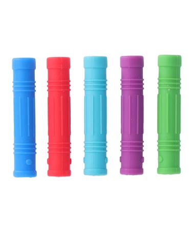 Alomejor 5Pcs Baby Teether Silicone Safe Soft Grip Strength Training Pencil Holder Teething Stick