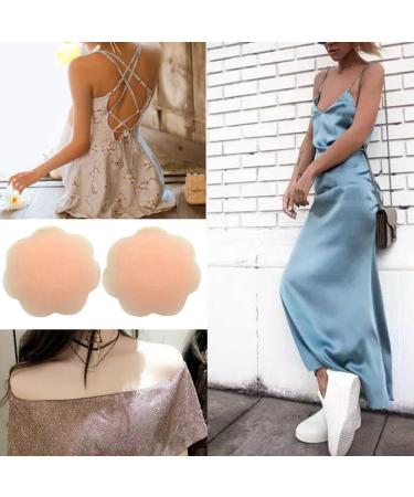 Buy FZBNSRKO 4 Pairs Plum Blossom Silicone Nipple Covers - Reusable Adhesive Breast Pads for Women & Girls - Buy Online on SooperMarket.com