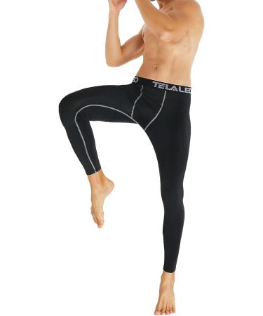 TELALEO Men's Compression Pants 4 Pack - Large Size | Sports Tights for Workout, Running, and Performance | Athletic Baselayer Leggings in Black - Buy Online on SooperMarket.com