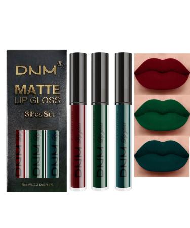 3Pcs Matte Lip Gloss Set Matte Liquid Lipstick Set Lip Stain Long-Lasting Waterproof Lipgloss Makeup Gift Lipsticks Set Vibrant Lips Set (#08)