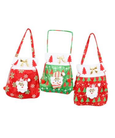 Gogogmee Santa Present 3pcs Christmas Candy Bag Candy Bags Christmas Tote Bags Xmas Bags Bag Backpack Decorate