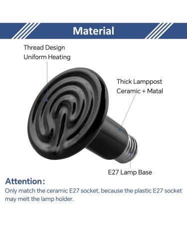 Caldarax 2 Pack 150W Terrarium Reptile Heat Bulb E27 Infrared Ceramic Heating Lamps AC 220-240V Ceramic Heat Emitter for Reptiles Lizards Tortoise Snakes Chicken - Buy Online on SooperMarket.com