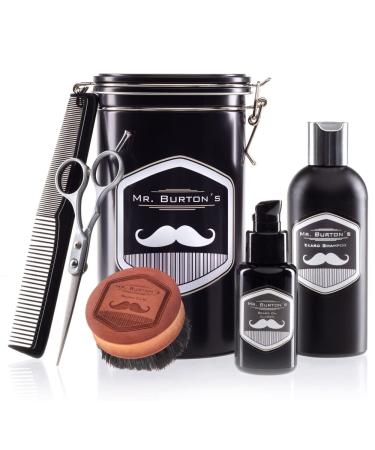 Bart care set for men Mr. Burton's Classic from Germany - including Bart l Bartshampoo Bartbrush beard shears and comb - High -quality beard care for men