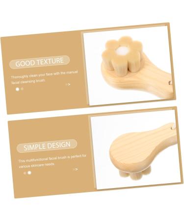 HAPINARY Face Exfoliator artificial fiber wooden handle wooden Pore Brush skin care tools washbasin skin care soft fur cleasing milk face dry brush dry brushing the face face scrub brush - Buy Online on SooperMarket.com
