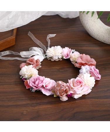 JSGHGDF Flower Headbands Women Bride Flower Crown For Wedding Party Supply Floral Garlands Crown Hair Wreath Floral Headbands Coffee color - Buy Online on SooperMarket.com