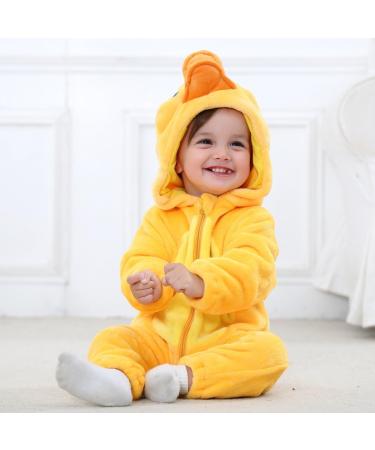 COOKY.D Baby Hooded Rompers | Winter Flannel Jumpsuit Pajamas | 24-30 Months | Duck Design - Buy Online on SooperMarket.com