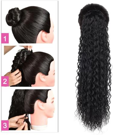 30 Curly Drawstring Ponytail Extension - Synthetic Hairpiece for Women (1B#) - Buy Online on SooperMarket.com