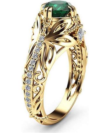 14k Gold Filled Emerald Diamond Ring for Women - Anniversary Engagement Wedding Gemstone Ring - Buy Online on SooperMarket.com
