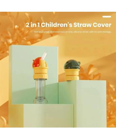 Reusable Children Beverage Water Bottle Straw Lid Water Bottle Twist Cover Cap With Straw Protects Kids Mouth No Spill Silicone Water Bottle For Most Beverage Bottles (Green 2PCS) - Buy Online on SooperMarket.com