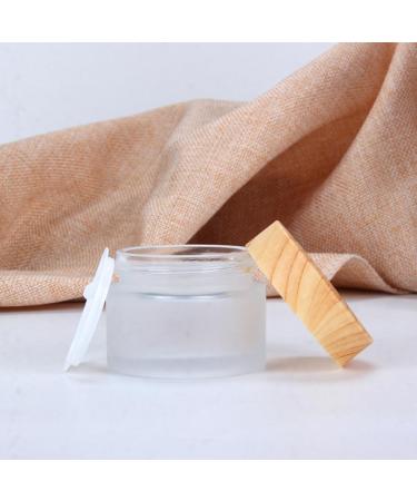 1PC 100ml/3.5oz Empty Frosted Glass Cream Jar with Wood Grain Lid Refillable Travel Makeup Cosmetic Face Lotion Cream Emulsion Container Bottle Storage Pot with Inner Linner - Buy Online on SooperMarket.com