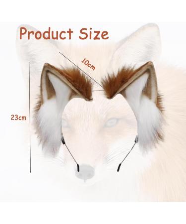 Mystiqut 1Pc Handmade Faux Fur Animal Ear Headband Fox Wolf Ears Headband Halloween Christmas Cosplay Party Costume Accessories Fluffy Wolf Fox Cat Ears Headband Costume Hair Hoop - Buy Online on SooperMarket.com