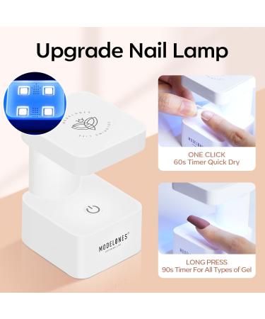 Modelones 8-in-1 Nail Builder Gel Kit with Mini Nail Lamp - Clear Pink Hard Gel Builder for Nails Extension - Includes 6 Colors, Nail Forms Set, Base Gel - Nail Art Strengthener - Buy Online on SooperMarket.com