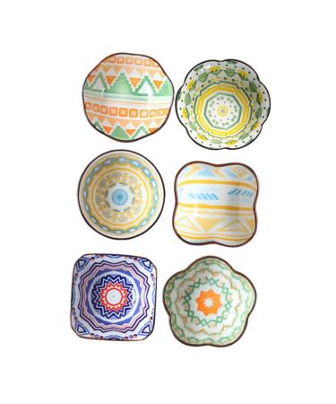Zerodeko 6pcs Ceramic Saucer Mini Serving Dish Seasoning Bowl Dipping Sauce Plates para Mini Postres Small Ceramic Dish Seasoning Dish Sauce Bowl Dip Dishes Dipping Dish Ceramics re-usable