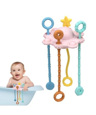Calakono Spinner Sensor Toy for Toddlers | Safe Montessori Pull String Activity Toys for Travel | Child-Friendly Sliding and Dragging Toys in Pink - Buy Online on SooperMarket.com
