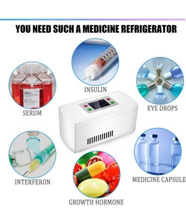 Portable Fridge Cooler Insulin Cooler Accurate Temperature Control 0-18 Built-in Rechargeable Lithium Battery Suitable for Insulin Serum Interferon Eye Drops Storage - Buy Online on SooperMarket.com