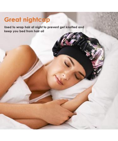 Yinuoday 3Pcs Satin Sleeping Cap for Women - Soft Night Hair Cap in Coffee Black & Pink - Perfect for Hair Protection - Buy Online on SooperMarket.com