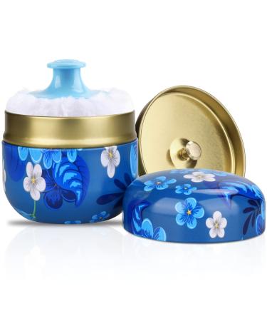 Body Powder Container with Powder Puff, Baby Women Powder Puff Container for Dusting Powder, Bath, Travel (Flowering)