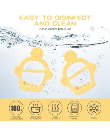 Vicloon Baby Teething Ring - 2PC Silicone BPA-Free Soft Lion Bite Toys for 3+ Months - Dental Aid & Massager - Yellow - Buy Online on SooperMarket.com