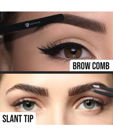 KAMICURE Professional Tweezers with Comb Feature - Stainless Steel Slant Tip Eyebrow Tweezers for Women Facial Hair Removal and Ingrown Hair - Buy Online on SooperMarket.com