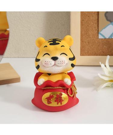 ORFOFE Digital Dash 1pc Year of The Tiger Bobble Head Ornament Crafts Office Resin Shake Your Head Red Fengshui Statue Red 1 6X6X9.5CM - Buy Online on SooperMarket.com
