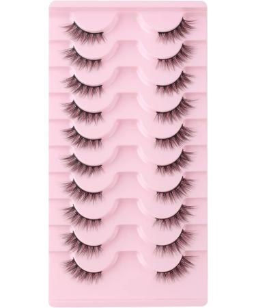 Glowingwin Wispy Cat Eye Half Lashes - 10 Pairs of Handmade Soft Corner False Eyelashes for Natural, Reusable, and Fluffy Look - 3/4 Strip Faux Mink Half Lashes-C - Buy Online on SooperMarket.com