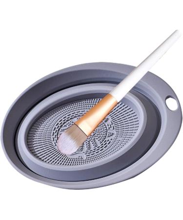 HMLTD Silicone Makeup Brush Cleaning Mat | Silicone Mat for Makeup Brush Washing - Portable Makeup Brush Cleaner Washing Tools for Brushes and Makeup Eggs Grey - Buy Online on SooperMarket.com