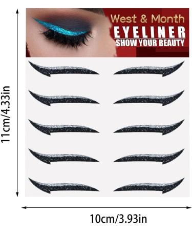 Stick On Glitter Eyeliner Strips | Instant -Adhesive Eyeliner Stencil Sparkle 5 Pairs Makeup Eyeliner Stickers Sticker Eyeliner for Party Eye Makeup Tool Eyeliner Tool Bukisa silver (five pairs) - Buy Online on SooperMarket.com