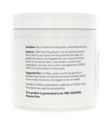 Now Foods Cocoa Butter 7 oz (Pack of 2) - 100% Pure | Best Quality Cocoa Butter - Buy Online on SooperMarket.com