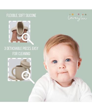 LoveyLu Silicone Sippy Cup 2 Pack - Toddler Cup with Straw and Soft Spout - Spill Proof, Drop Proof, Microwave and Dishwasher Safe - Sand Color - Buy Online on SooperMarket.com