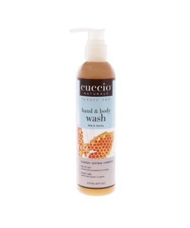 Cuccio Naturale Hand And Body Wash - Solution Which Exfoliates Cleanses And Hydrates The Skin - Infused With Noisturising Beads Of Natural Jojoba - Great Exfoliant - Milk And Honey - 8 0Z