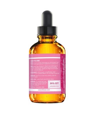 Leven Rose Green Coffee Bean Oil 1oz - 100% Natural Cold Pressed for Skin, Face, Eyes, Hair & Nails - Buy Online on SooperMarket.com